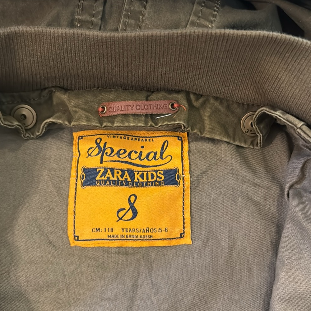Zara Kids Utility Jacket Sz 5-6 Army Green